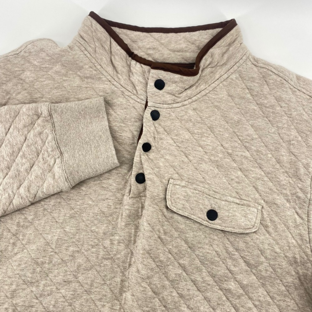 Faherty Epic Quilted Fleece Pullover Mens XXL Oatmeal Snap Mock Neck